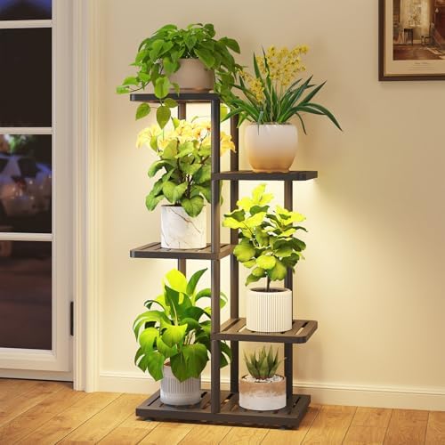 iDavosic.ly Plant Stand with Grow Light Indoor Outdoor, 4 Tier Tall, Black by iDavosicly