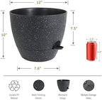 UOUZ 12inch 2Pack Large Self Watering Planters, Plastic Plant Pots with 60oZ Removable Deep Reservoir and Multi Mesh Drainage Holes for Indoor Outdoor Garden Plants and Flowers, Black Speckles - Image 2