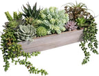Winlyn 15" Artificial Succulents Plants Arrangement Fake Succulent Plants in Whitewashed Rectangular Wooden Planter Box Faux Potted Plant Decor for Home Windowsill Shelf Farmhouse Table Centerpiece by Winlyn