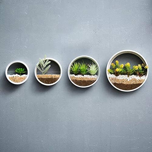 Pack of 4 Round Wall Planters Hanging Metal Plant Containers Circle Plant Holder Contemporary Morden Circle Iron Vase for Succulents or Herbs Cactus and More (White) - Image 3