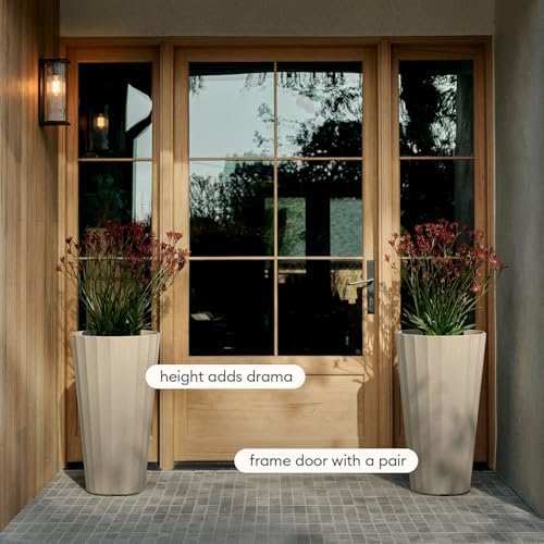 Veradek Column Series Tall Planter - Tapered Outdoor Planter with Shelf - Image 4