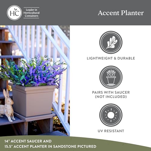 The HC Companies Accent Square Plant Pot, 15.5 Inch, Cappuccino, 2-Pack - Image 4