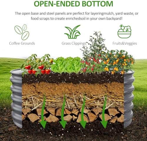 Gruper Raised Garden Bed, 3.5ft x 17'' Tall Round Metal Planter - Image 4