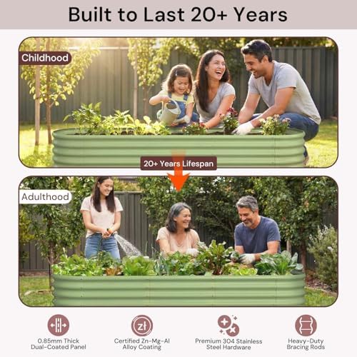 4 Pcs 8x4x1.5ft Galvanized Raised Garden Bed, 18" Metal Planter Box - Image 2