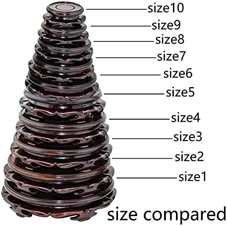 Oriental Furniture Wooden Display Stand Base Lotus Pedestal Vase Base Table Lamp Teapot Base Black Catalpa Furniture Stable Home Decoration Size1 (7.17x1.78in) - Image 4