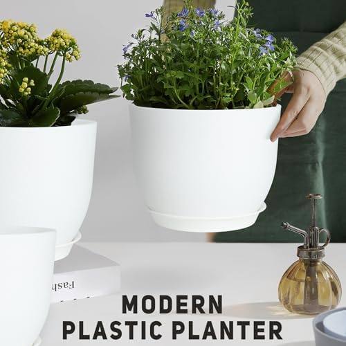 YNNICO Plant Pots 10/9/8/7.5/7 inch with Multi Mesh Drainage Holes - Image 6