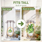 iDavosic.ly 2 Tier Tall Metal Plant Stand Outdoor Indoor, 27 Inch, Bronze - Image 6