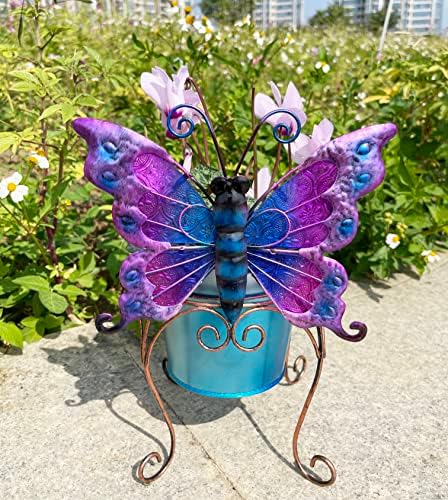 Metal Animal Plant Pot,Colorful Butterfly Planter Flower Pots Decoration - Image 2