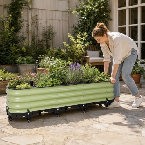 Aoodor 63x16.5 Rolling Raised Garden Bed, Self Watering Planter Box - Image 3