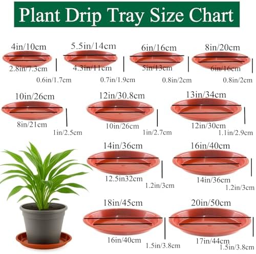 10 Pack Plant Saucer 16 Inches Plastic Drip Trays to Catch Water, Red - Image 2