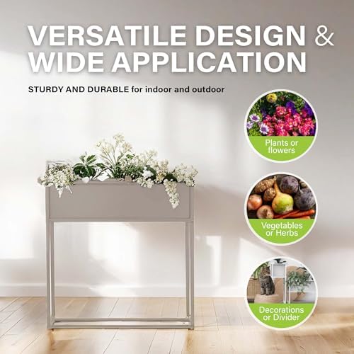 Cocoyard Elevated Planter Box - 28 Inch Durable Raised Garen Bed for Herbs and Flowers - Tall Rectangular Planter for Outdoor Plants & Backyard Gardening (Sand, 28" H) - Image 3