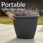 Sunnydaze Anjelica 20'' Large Plastic Planter Pot for Plants, Slate, 4pk - Image 4