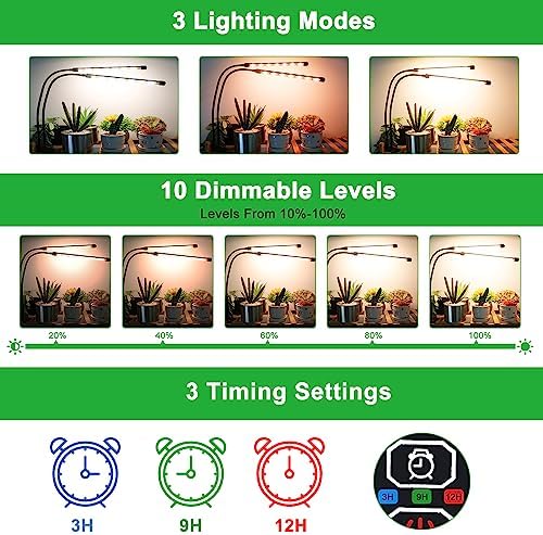 Grow Lights for Indoor Plants, Full Spectrum Dual-Head Clip Plant Lights - Image 4