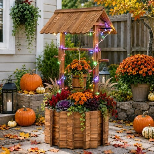 54" Outdoor Garden Wishing Well Planter with LED Lights by Ultym