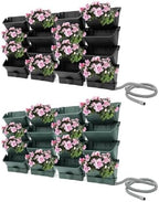 16 Pack Hanging Vertical Wall Planter, Vertical Garden Planter with 4 Drainage Tray, for Patio Outdoor Decor, Home Black Plastic Balcony Pot by Unknown