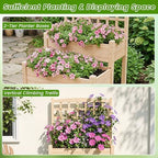 GIANTEX Raised Garden Bed with Trellis, 2-Tier Elevated Planter Box for Climbing Plants, Flowers, Vegetables, Herbs, Outdoor Wooden Vertical Garden Bed with Drainage Holes, for Patio Backyard Balcony - Image 6