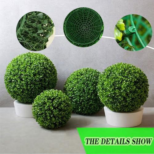 Round Faux Boxwood Decorative Balls Dia 10in, Artificial Plant Topiary Ball Faux Boxwood Grass Balls, Eucalyptus Leaf Topiary Ball, Faux Grass Decor Fake Plant Small Artificial Plants - Image 5