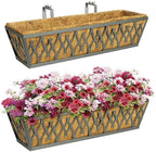 2 Pack 24 Inch Window Boxes Planters Railing Planter Box with Adjustable Brackets for Porch Fence Patio Balcony Hanging Flower Baskets with Coco Liners for Outdoor Garden Decor - Dark Grey by KarlliuHOMEGARDEN