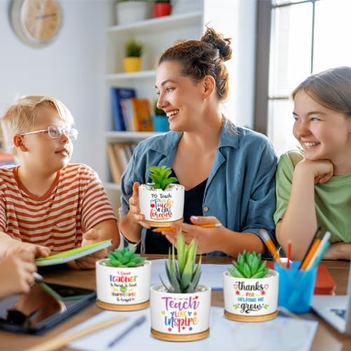 Domensi 9 Pcs Teacher Appreciation Gifts Bulk Ceramic Succulent Plant Pot - Image 5