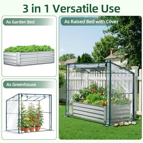 Ohuhu 4x2x1 FT Raised Garden Bed Outdoor with Cover, 3-in-1 Gardening Set - Image 4