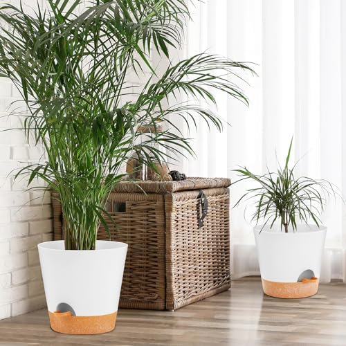 GARDIFE 10/9/8 inch Plant pots, planters for Indoor Plants, self Watering Plant Pot, Flower pots, White - Image 3