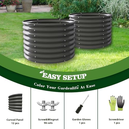 Anleolife 2-Pack 3ft x 24in Round Raised Garden Beds, Quartz Grey - Image 5