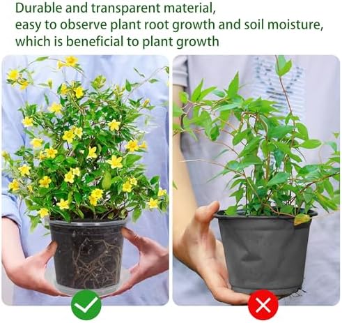 30 Pack 3/4/5/6/7 Inch Clear Nursery Pots with Drainage and 30 Pack Plant Saucers, Plant Pots for Plants Transparent Potting Containers for Plants Seeding Starter Pot (Clear, 3/4/5/6/7 Inch) - Image 5