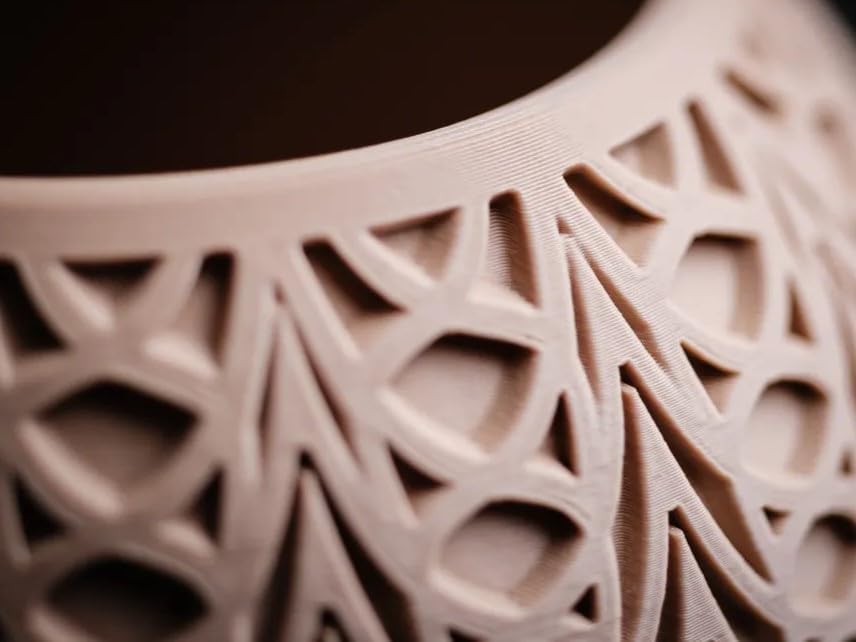 Decorative Ceramic Planter, Round Bowl Shape, Intricate Geometric Lattice Pattern, Terracotta Color - Image 5