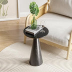 COZAYH Farmhouse Pedestal Small End Table Round Martini Table, Black by COZAYH