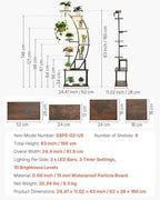 VEVOR Plant Stand Indoor with Grow Lights, 63 in Tall 9-Tier Lighted Plant Shelf, Metal Corner Plants Holder, 3 Timer & 10 Brightness, Curve-Shaped Flower Display Rack for Living Room Balcony Decor - Image 7