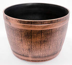 Set of 2 Plastic Fancy Whiskey Barrel (2 planters + 2 Matching Saucers) Victorian Rustic Look Flowerpot for Indoor Outdoor Garden Patio Office Home Decor Use Lightweight Heavy Duty (Copper-W) - Image 3
