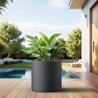 Kante 15.7" Tall Cylinder Concrete Planter, Black Round Flower Pot for Home - Image 6