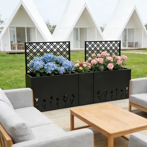 23.6in 3-Piece Raised Garden Bed with Trellis, Metal Planter Box - Image 3