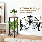Plant Stand Indoor, 2 Tier Wood Round Potted Holder Rack, 27 " Tall Flower Pot Stand Shelf, Round Supports Plant Stand for Large Plants, Corner Plant Shelf for Balcony Garden Patio Living Room, Brown - Image 5