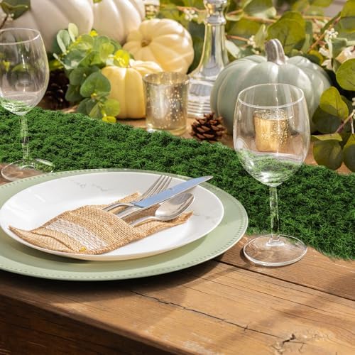 4 Artificial Moss Table Runner Halloween Enchanted Party Decor, Green - Image 2