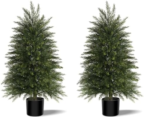 3 ft Artificial Topiary Cedar Trees Set of 2 for Outdoor by MavissDiary