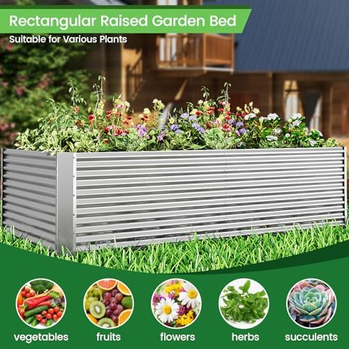 2pcs Tall Galvanized Raised Garden Bed Outdoor,Steel Garden Bed for Vegetables,Above Ground Garden Box for Flower,Metal Raised Beds for Gardening - 6x3ft - Image 4