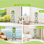 KMOTASUO 3 Tier Metal Plant Stand Tall for Indoor Outdoor Corner, Black - Image 5
