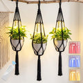 Huquary 3 Pack Macrame Hanging Plant Hanger with Grow Light,Black by Huquary