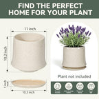 11 Inch Ceramic Planter Pot with Saucer Drainage Leak-Proof Mesh,Flower Pots for Lavender with Gardening Gloves,Ceramic Planter for Orchid(Silk White) - Image 6