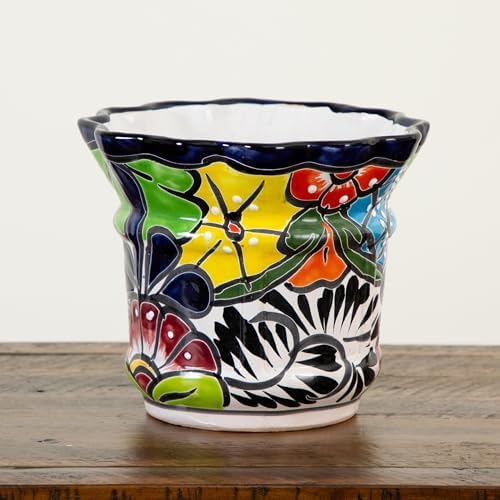 Nearly Natural 7 in x 8 in Hand-Painted Mexican Talavera Ceramic Planter - Image 5