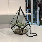 WGV Hanging Geometric Planter Terrarium Width 6.5" Height 8.75" Clear Glass Black Frame DIY Succulent air Plant Miniature Fairy Garden Windowsill Decor Teardrop 1 Piece - Image 6