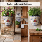 Faireal Hand Painted Portuguese Pottery Alcobaça Ceramic Wall Planter Flower Pot Made in Portugal, 6.5'' x 2.5'' x 6'' inches, (AVID-574) - Image 4