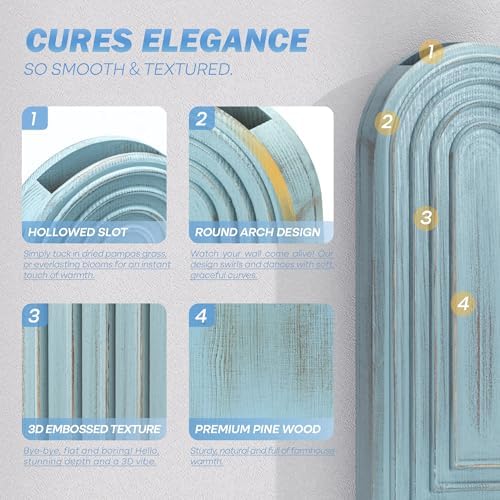 EOSAHR Wall Vase: Wall Planter for Fake Flowers for Living Room Decor, Blue - Image 3