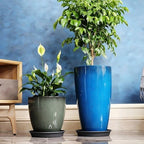 24,21,11 Inch Large Plastic Planters with Drainage Hole and Saucer - Set of 3 Tall Plant Pots Indoor Flower Pot Tall Round Planters Outdoor Large Tall Planter - Image 5