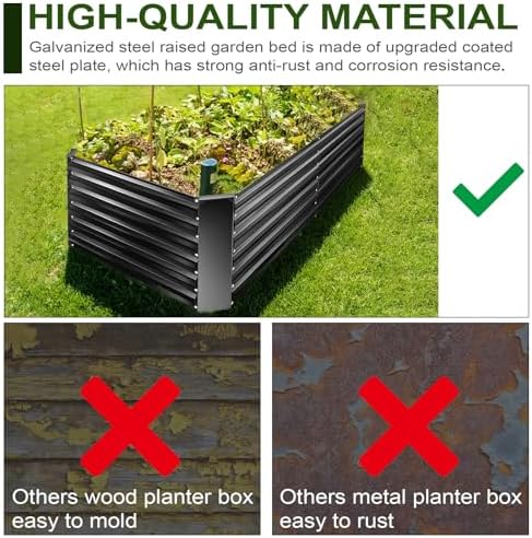 6x3x2 Ft Galvanized Metal Raised Garden Bed Large Planter Tall - Image 6