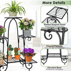 S AFSTAR 6-Tier Metal Plant Stand, Heavy-Duty Plant Display Stand Rack w/ Adjustable Footpads, Slatted Support Panel, Elevated Base, Decorative Flower Potted Holder Rack for Balcony, Living Room, Easy Assembly - Image 6
