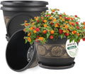 Usocik 16 Inch Outdoor Planters, 4 Pack, Gold Retro Floral by Usocik