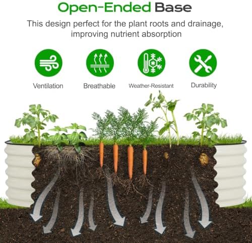 Aoodor 17" Tall Oval Galvanized Raised Garden Bed Kit, Beige - Image 7