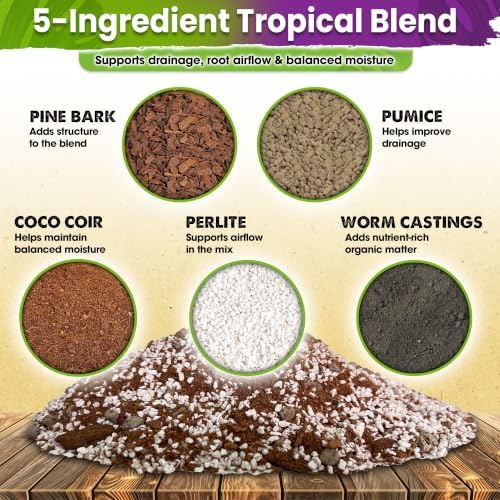 DUSPRO Pre-Mixed 5in1 Tropical Potting Mix, Drainage & Root Airflow, 16QT - Image 2